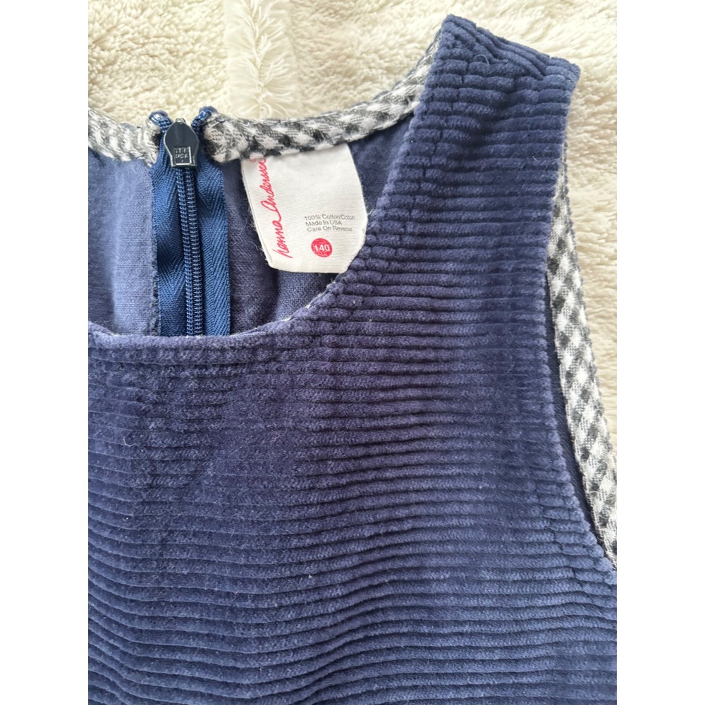 Vintage Hanna Andersson 140 Corduroy Jumper Dress Navy‎ USA Made - Picture 2 of 4